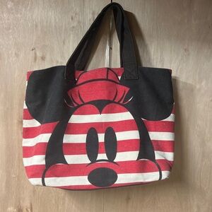 DISNEY STORE Mickey Minnie Mouse Canvas Tote Bag Polk Dot Interior Large